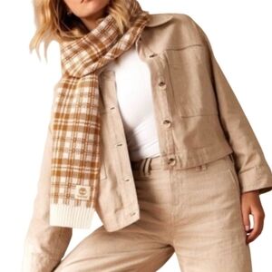 Plaid Tan and Cream Scarf Nwt